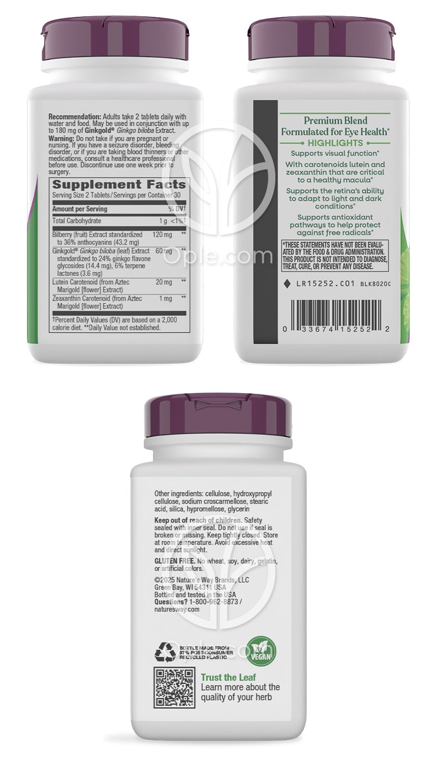 ネイチャーズウェイ_ジンクゴールドアイズ60mg、60植物性タブレット — 후면