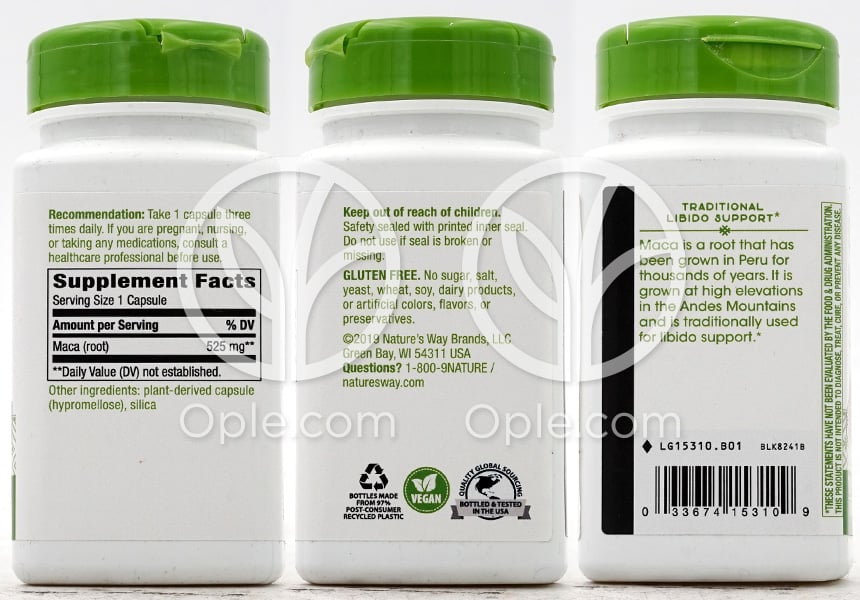 네이쳐스웨이_마카 루트 525mg, 100 베지캡슐 — 후면