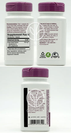 네이쳐스웨이_프리미엄 그레이프 씨드 추출물 100mg, 60 베지캡슐