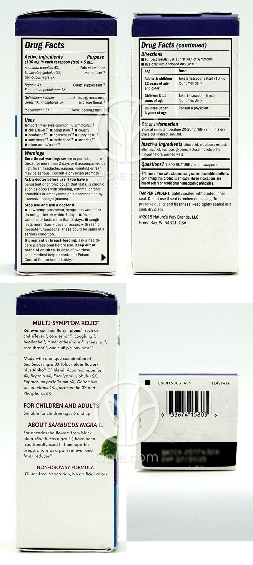 네이쳐스웨이_삼부커스 다양한 증상 플루케어 포 플루 릴리프 시럽, 120ml — 후면