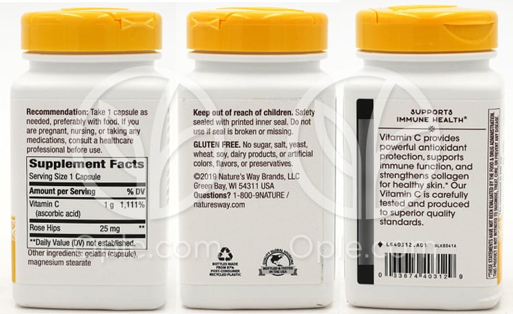 네이쳐스웨이_비타민 C 위드 로즈 힙 1000mg, 100캡슐 — 후면