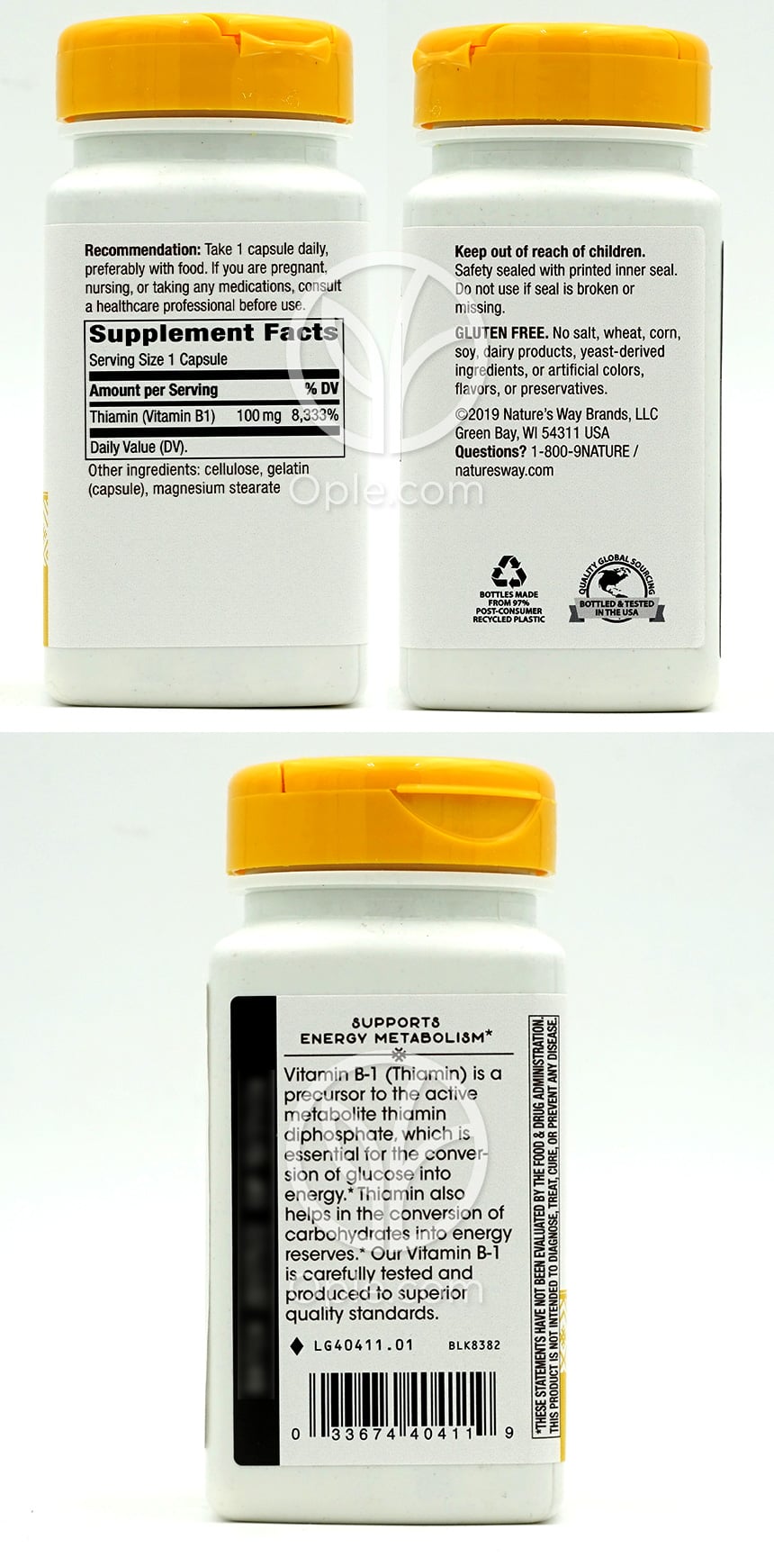 네이쳐스웨이_비타민 B-1 (티아민 HCI) 100mg, 100캡슐 — 후면
