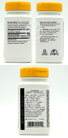 네이쳐스웨이_비타민 B-1 (티아민 HCI) 100mg, 100캡슐