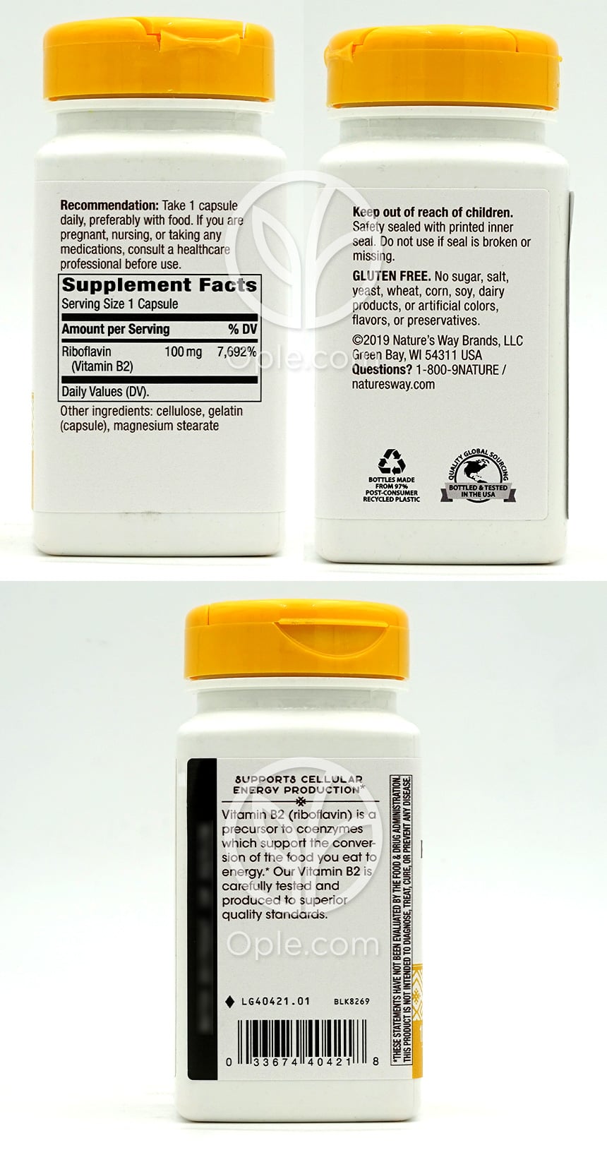 ネイチャーズウェイ_リボフラビン ビタミンB2 100mg、100カプセル — 후면