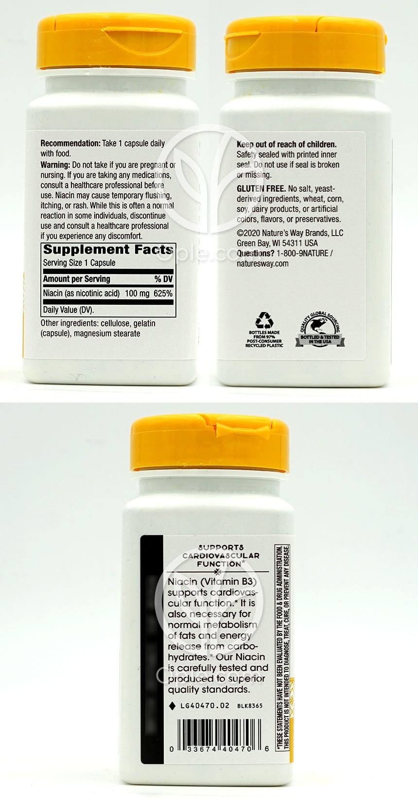 ネイチャーズウェイ_ナイアシン ビタミンB3 100mg、100カプセル — 후면