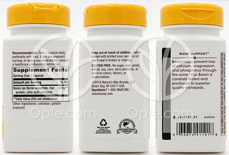 ネイチャーズウェイ_ホウ素コンプレックス 3mg、100カプセル — 후면
