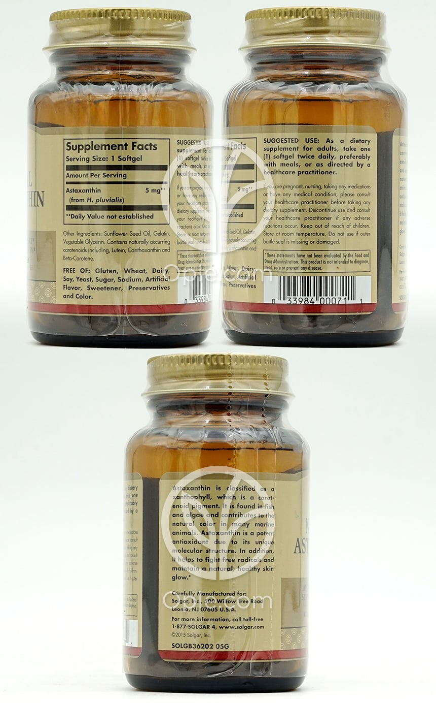 솔가_내추럴 아스타잔틴 5mg, 60 소프트젤 — 후면