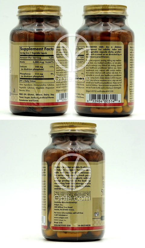 솔가_슈퍼 포텐시 비오틴 5000mcg, 100 베지캡슐