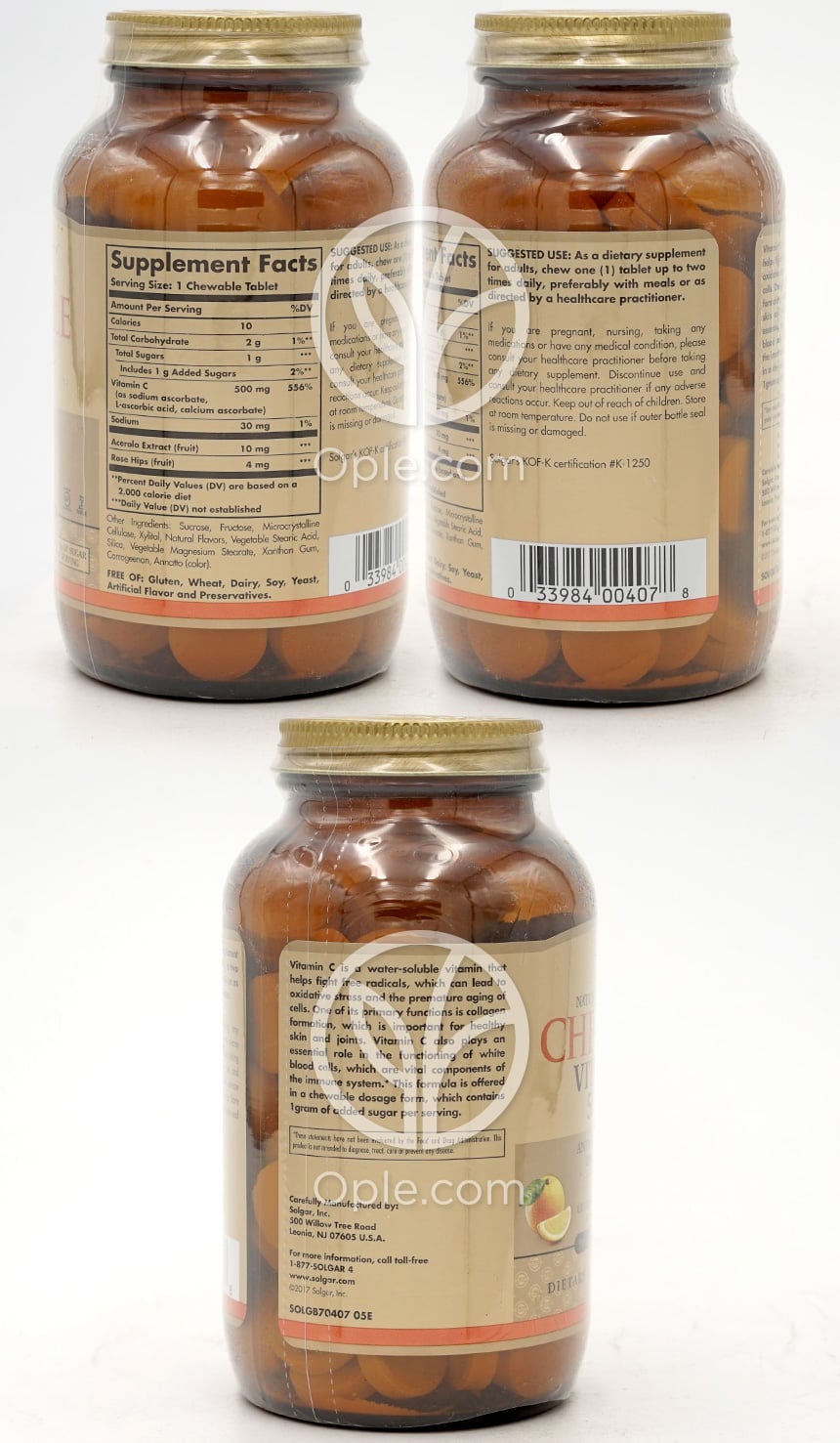 Solgar_チュアブルビタミンC 500mg ナチュラルオレンジ味、90チュアブルタブレット — 후면