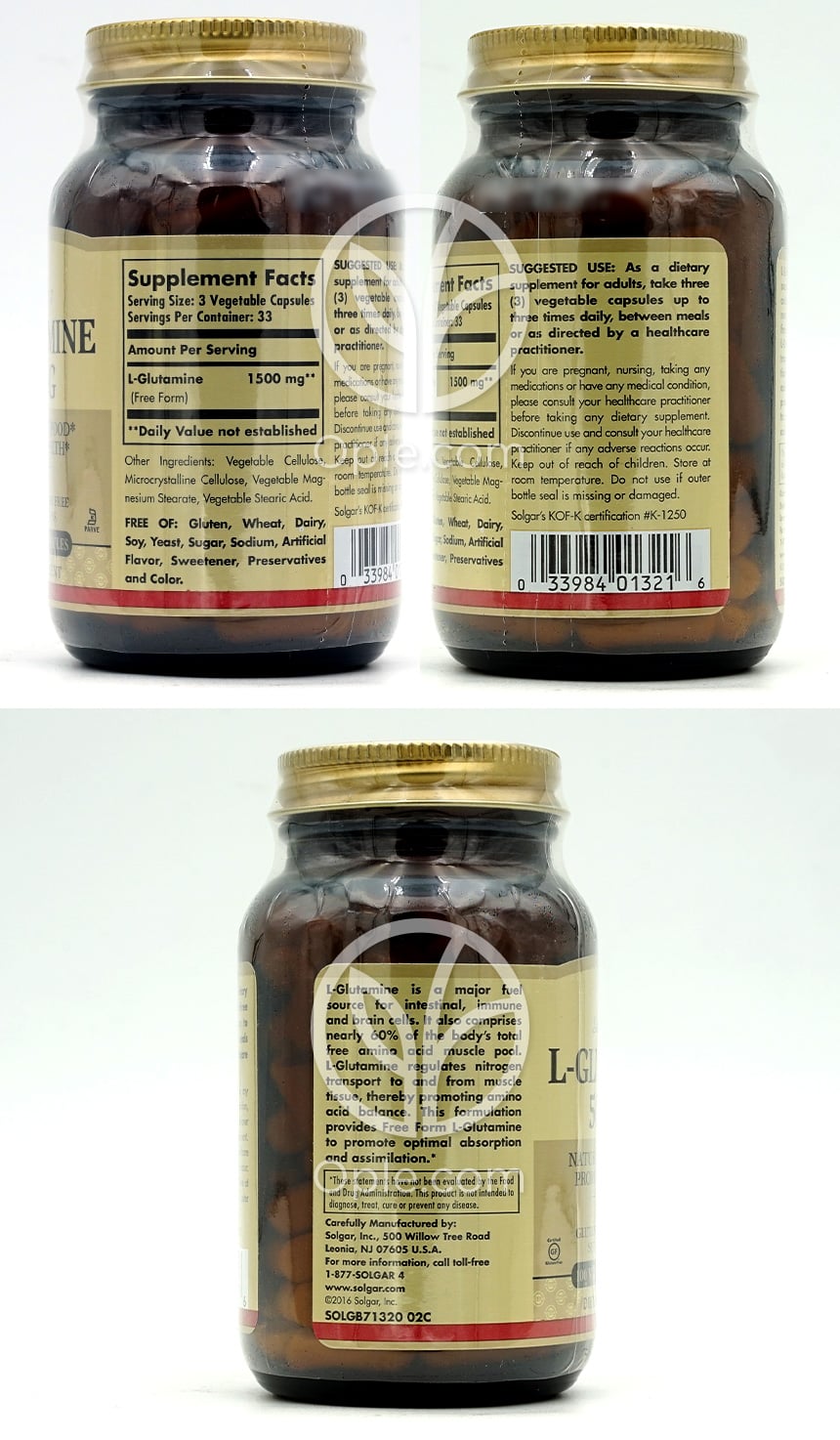 Solgar_L-グルタミン 500mg、100植物性カプセル — 후면