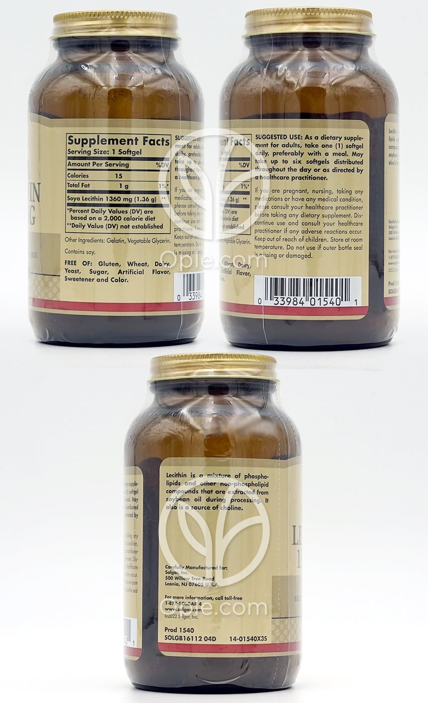 솔가_소야 레시틴 1360mg, 100 소프트젤 — 후면
