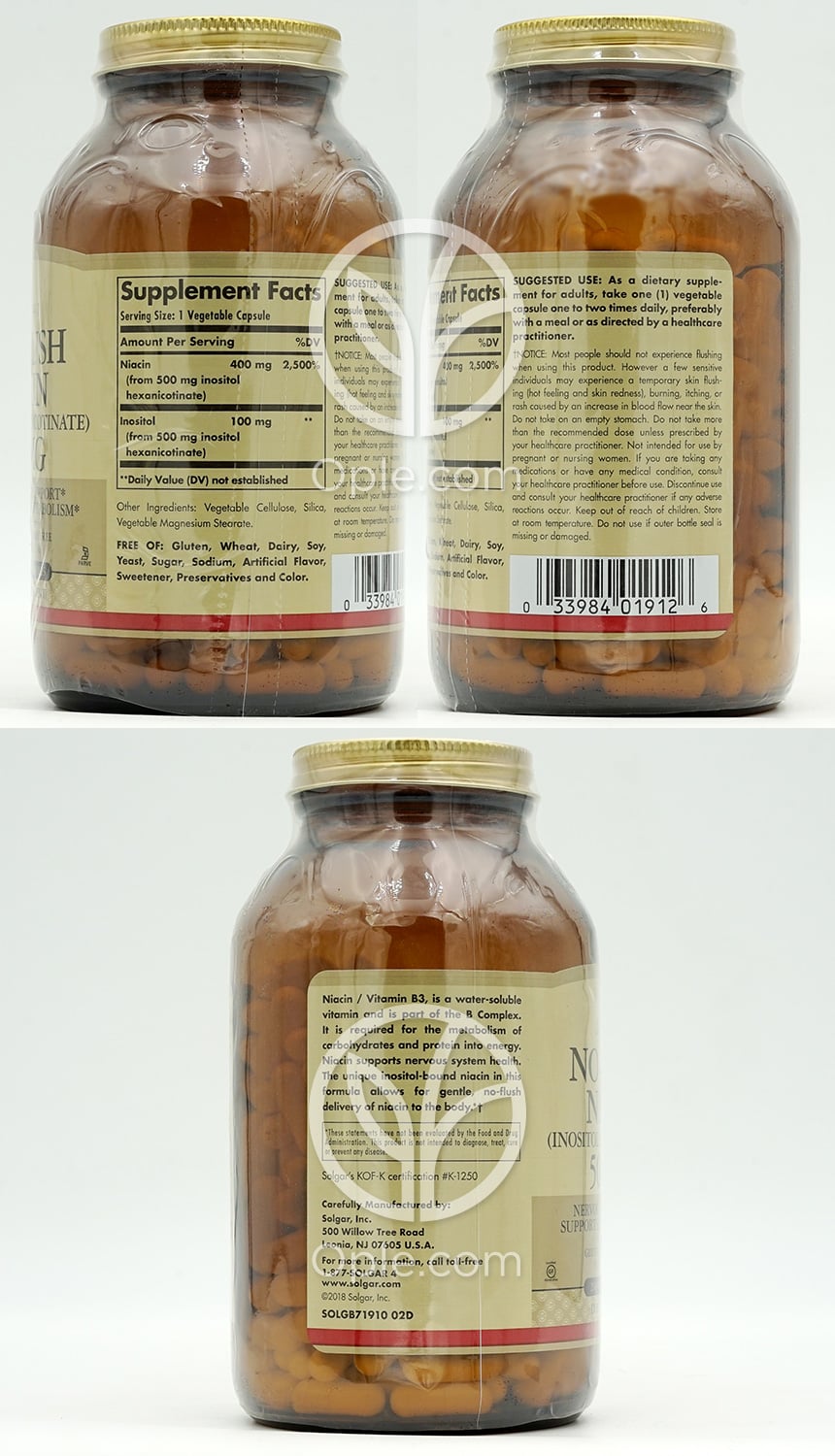 Solgar_ノーフラッシュナイアシン500mg、250植物性カプセル — 후면