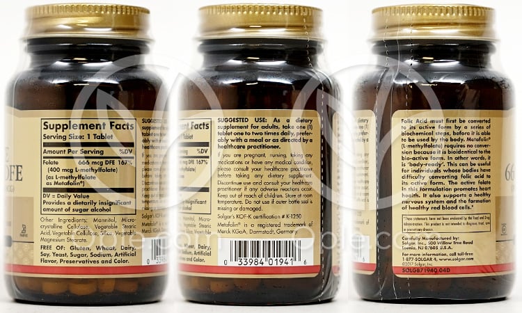 ソルガ_葉酸 (メタフォリン) 400mcg、100錠 — 후면