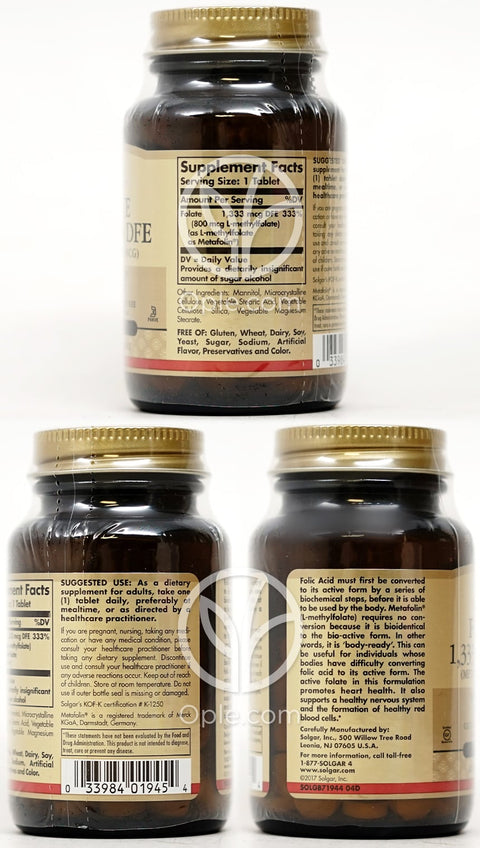 솔가_엽산 (메타폴린) 800mcg, 100타블렛