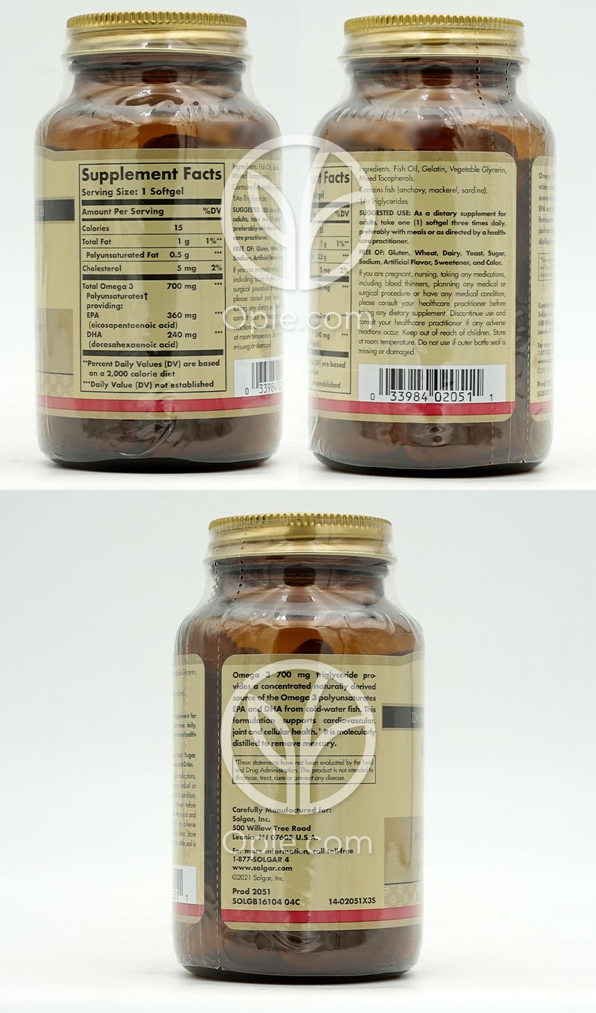 ソルガー_ダブルストレングス オメガ3 700mg、60ソフトジェル — 후면