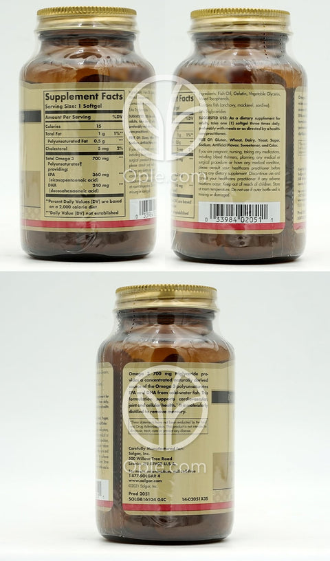 솔가_더블 스트렝스 오메가 3 700mg, 60 소프트젤