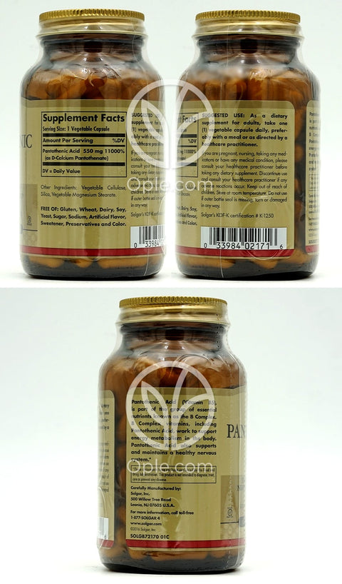 Solgar_パントテン酸 550mg、100植物性カプセル