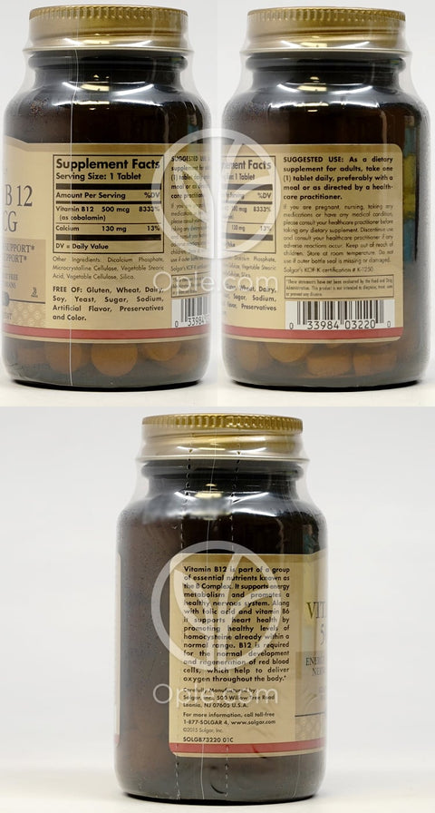 솔가_비타민 B12 500mcg, 100타블렛