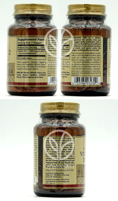 솔가_서브링구얼 비타민 B12 1000mcg, 250 너겟