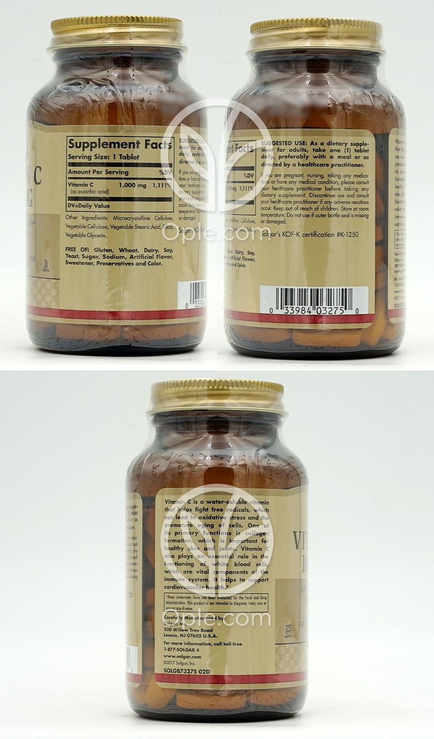 Solgar ビタミンC 1000mg、90タブレット — 후면