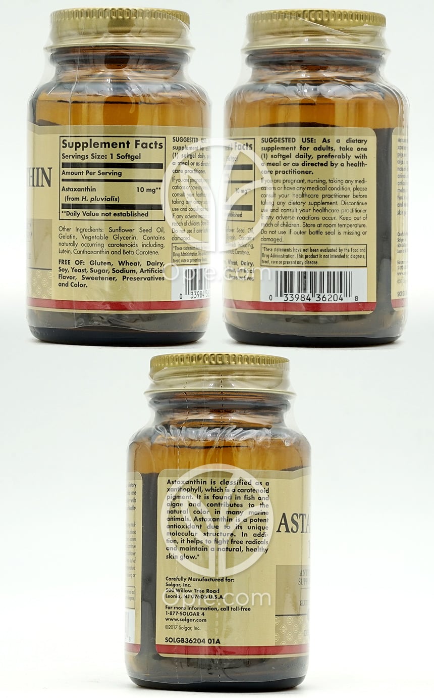 ソルガー_アスタキサンチン 10mg、30ソフトジェル — 후면