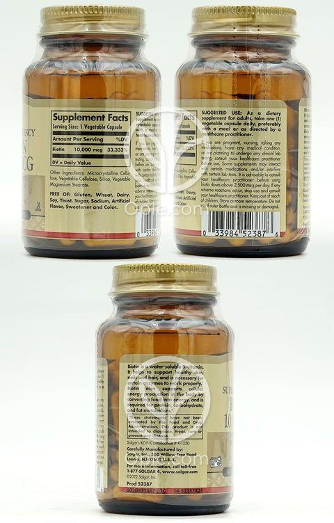 솔가_슈퍼 하이 포텐시 비오틴 10000mcg, 60 베지캡슐