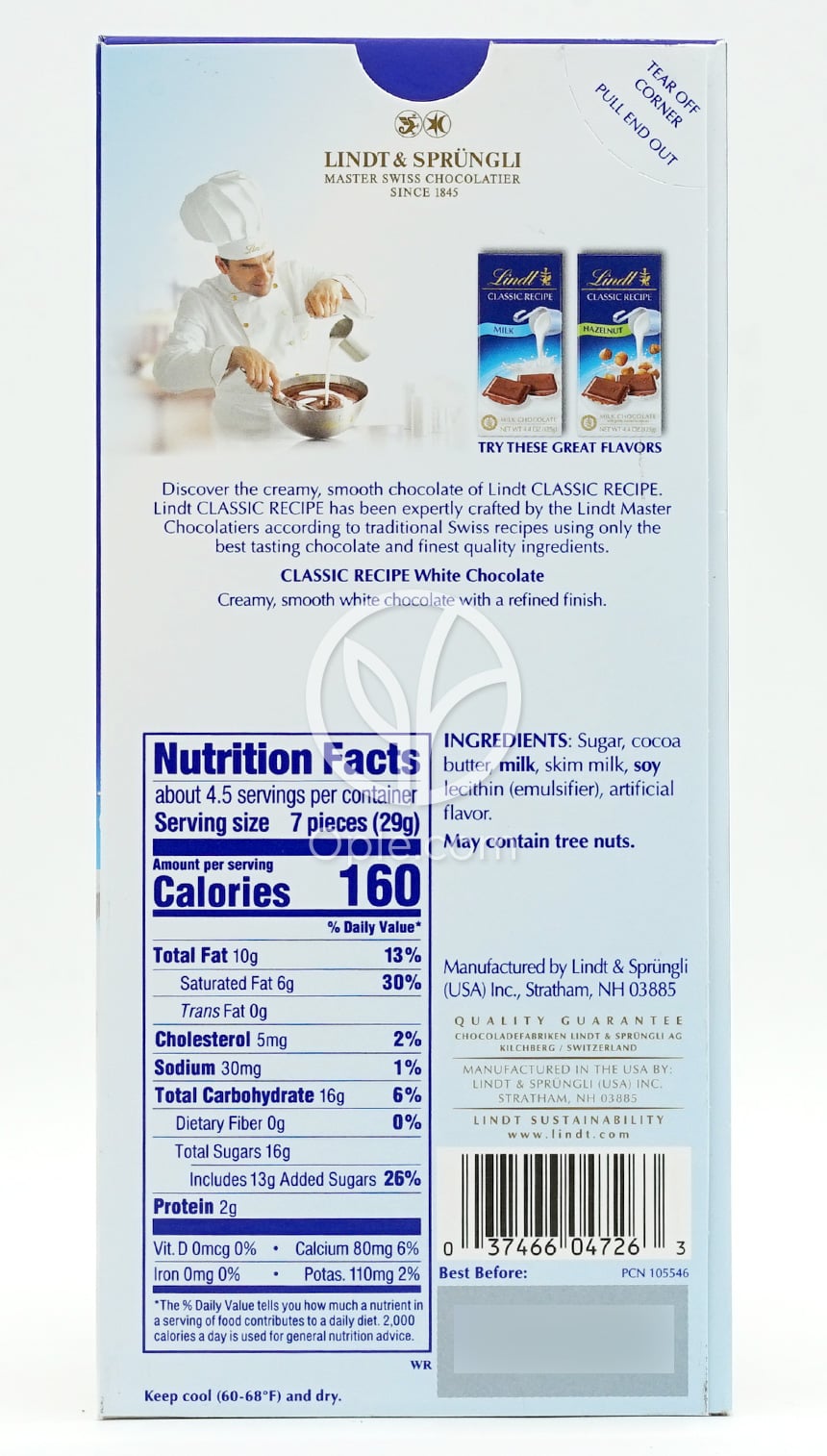 린트&스프렁글리_클래식 레시피 화이트 초콜릿, 125g — 후면