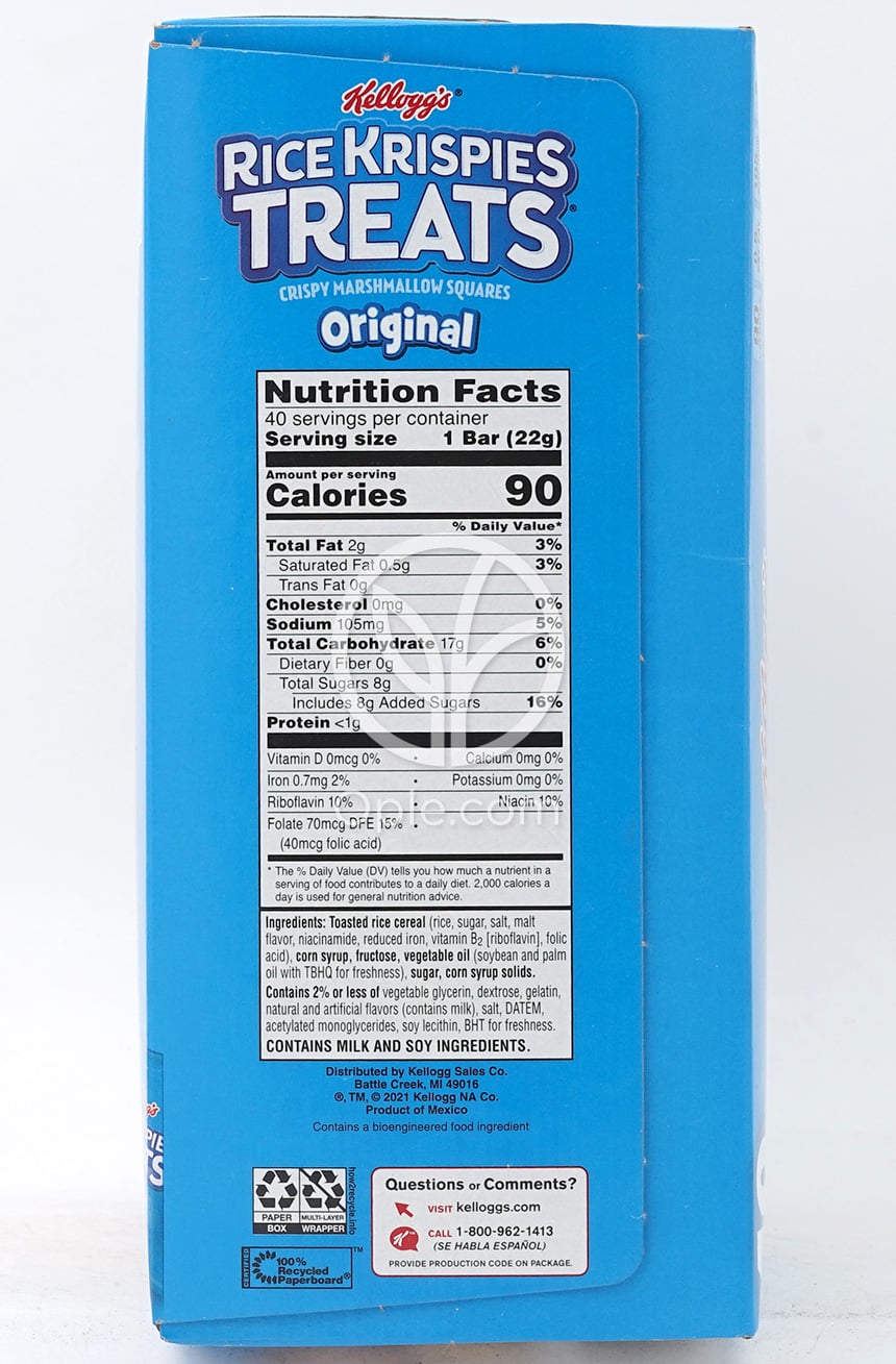 Rice Krispies Treats Crispy Marshmallow Squares Original,  40 Bars — 후면
