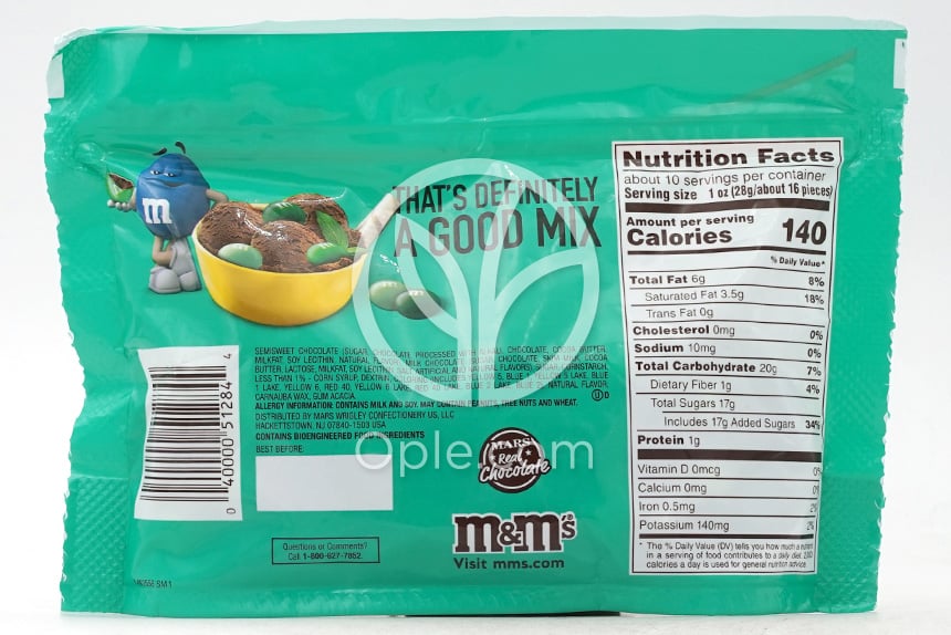 M&Ms Dark Chocolate Mint Chocolate Candies Sharing Size,  9.6 oz — 후면