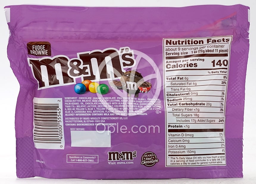 M&Ms Fudge Brownie Chocolate Candies Sharing Size,  9.05 oz — 후면