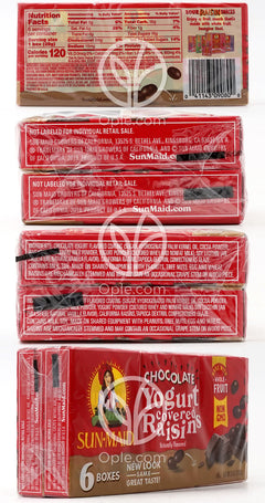 Yogurt Covered Raisins Chocolate Flavored, 1 oz x  6 Boxes