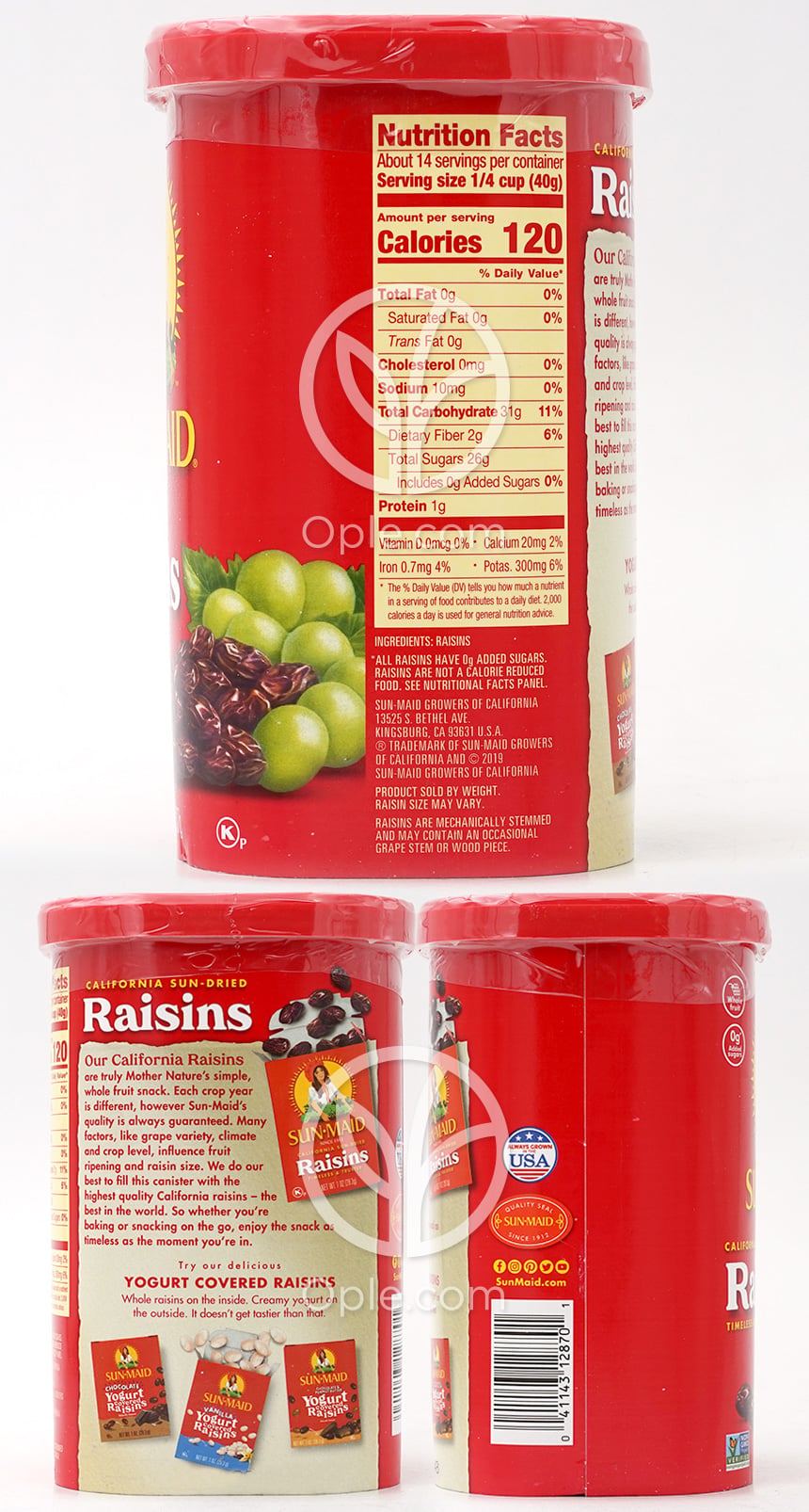 California Sun-Dried Raisins Timeless & Trusted,  20 oz — 후면