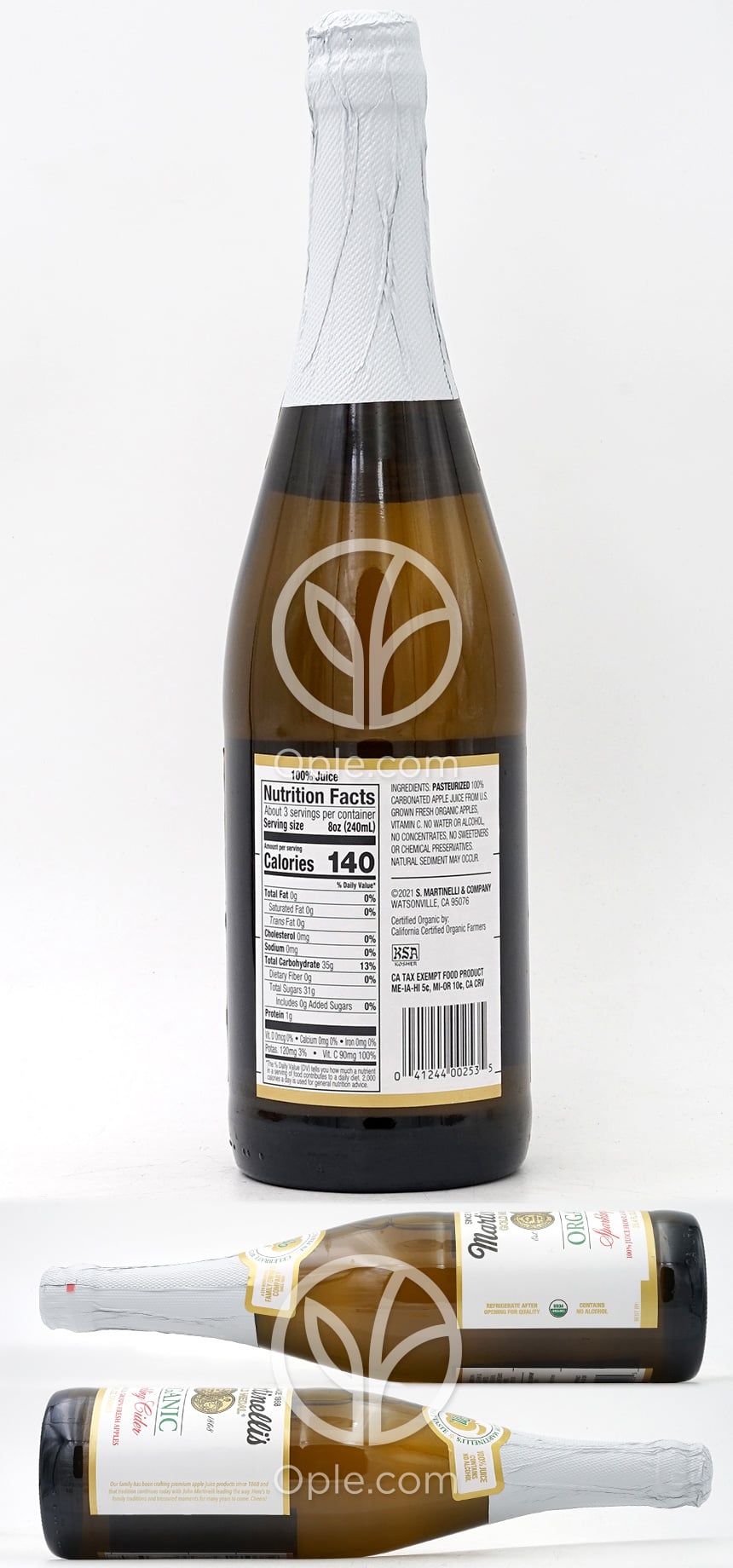 마르티넬리_골드 메달 오가닉 스파클링 사이다, 750ml — 후면