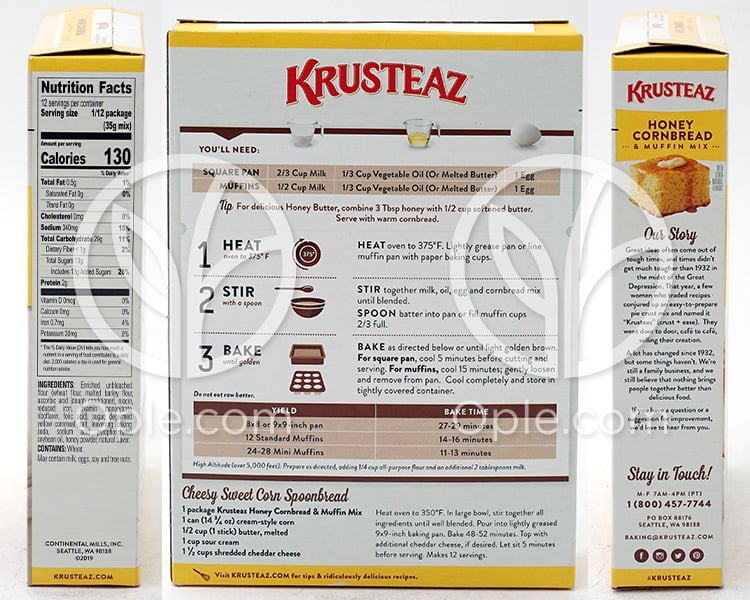 Honey Cornbread & Muffin Mix  15 oz — 후면