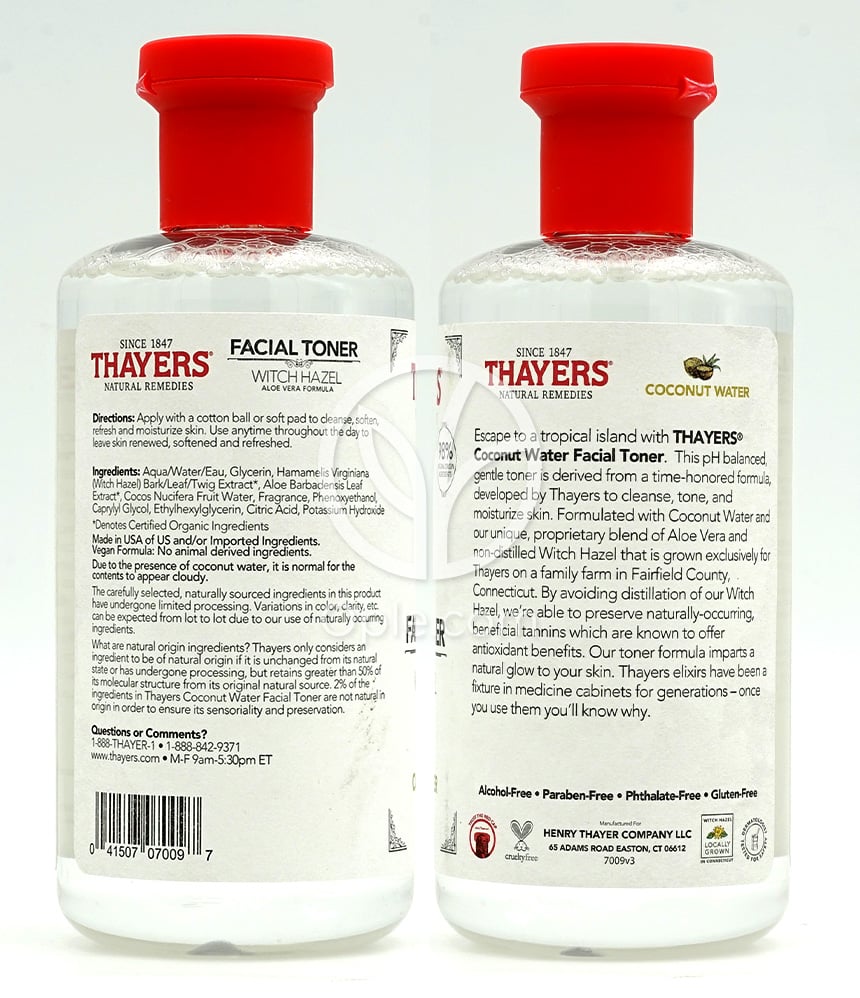 세이어스_페이셜 토너 코코넛 워터 알코올 프리, 355ml — 후면