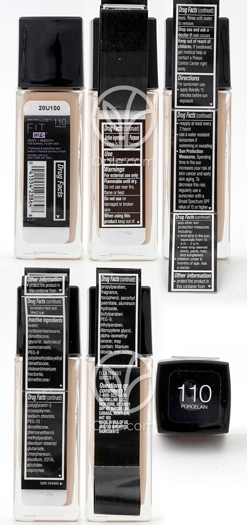 메이블린뉴욕_핏 미 듀이+스무스 파운데이션 110 포슬린 선스크린 SPF 18, 30ml — 후면