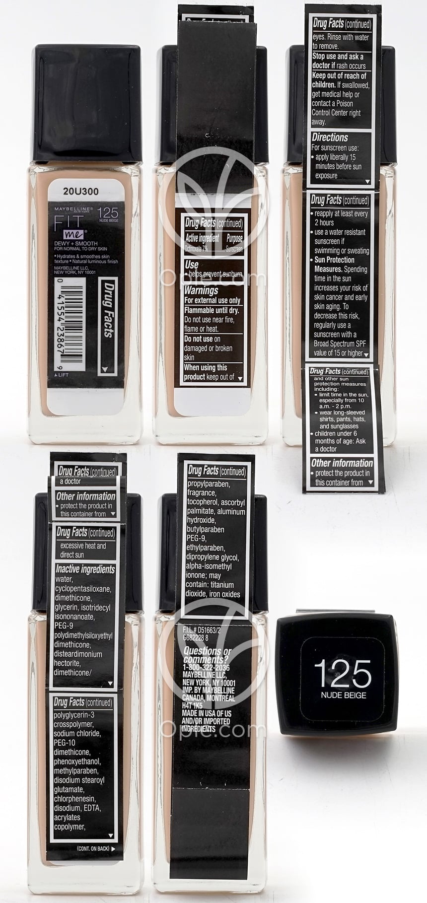 메이블린뉴욕_핏 미 듀이+스무스 파운데이션 125 누드 베이지 선스크린 SPF 18, 30ml — 후면