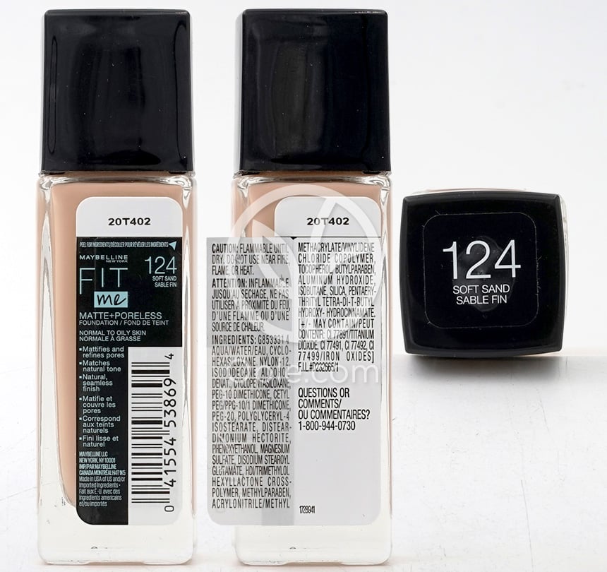 메이블린뉴욕_핏 미 매트+포어레스 파운데이션 124 소프트 샌드, 30ml — 후면