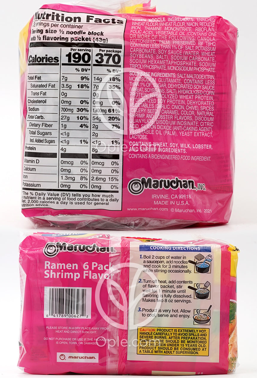 Ramen Noodle Soup Shrimp Flavor,  6 Pack — 후면