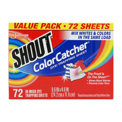 Shout Color Catcher Dye-Trapping Sheet Value Pack,  72 Sheets