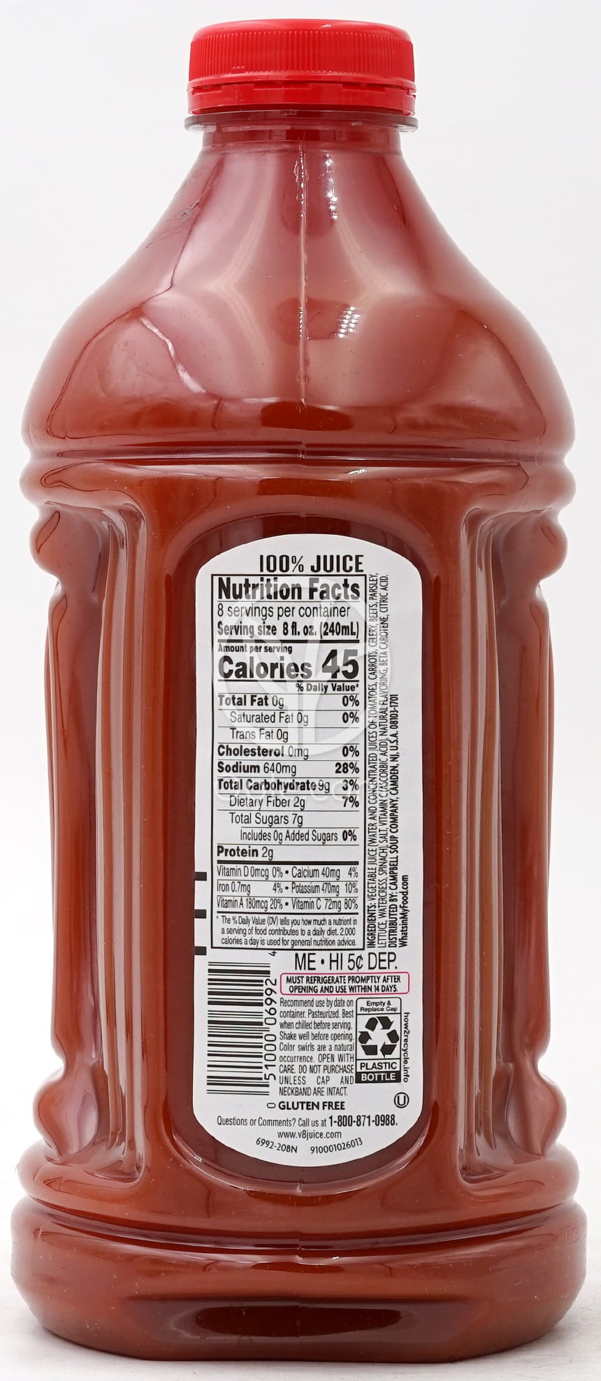100%野菜ジュース、オリジナル　64 fl oz — 후면