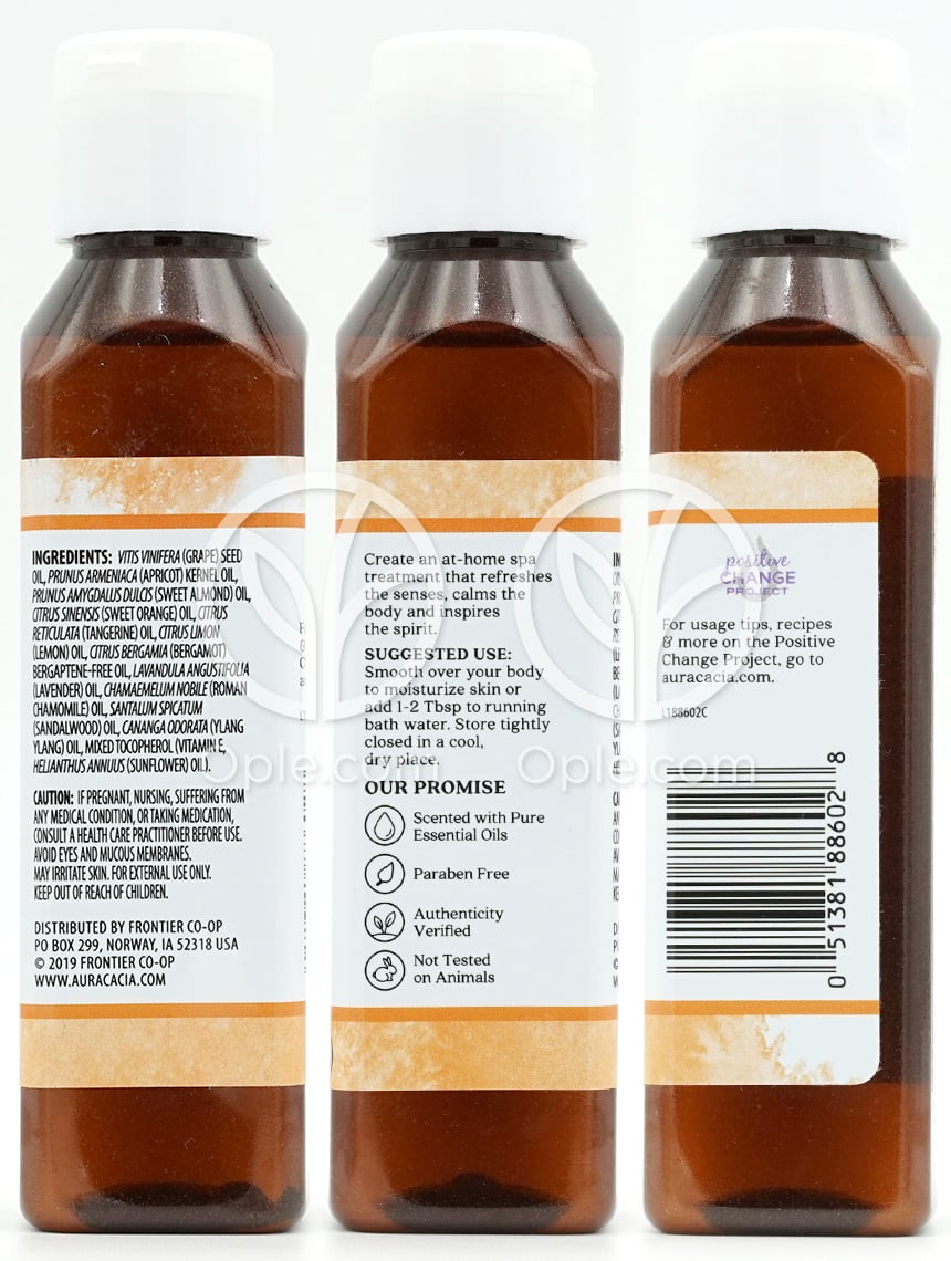 아우라카시아_아로마테라피 바디 오일 스위트 오렌지, 118ml — 후면