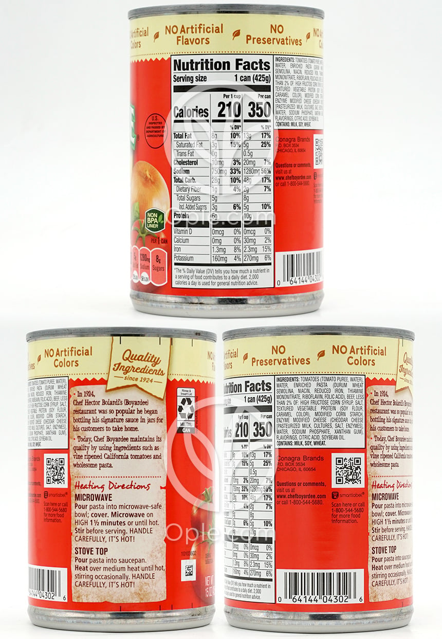 셰프보야디_비파로니 파스타 인 토마토 앤드 미트 소스, 425g — 후면