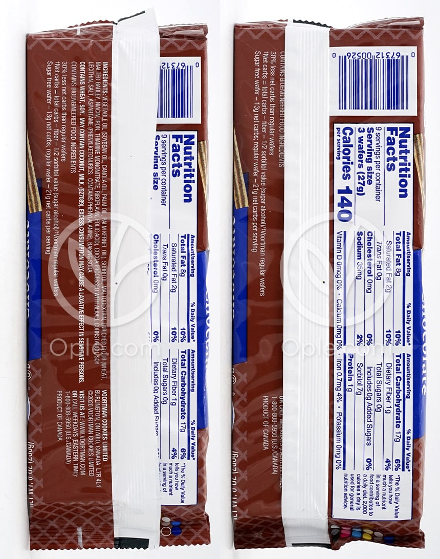 シュガーフリー チョコレートウエハース 9oz — 후면
