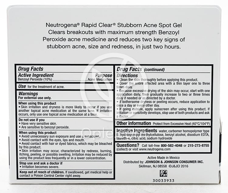 Rapid Clear, Stubborn Acne Spot Gel  1 oz — 후면