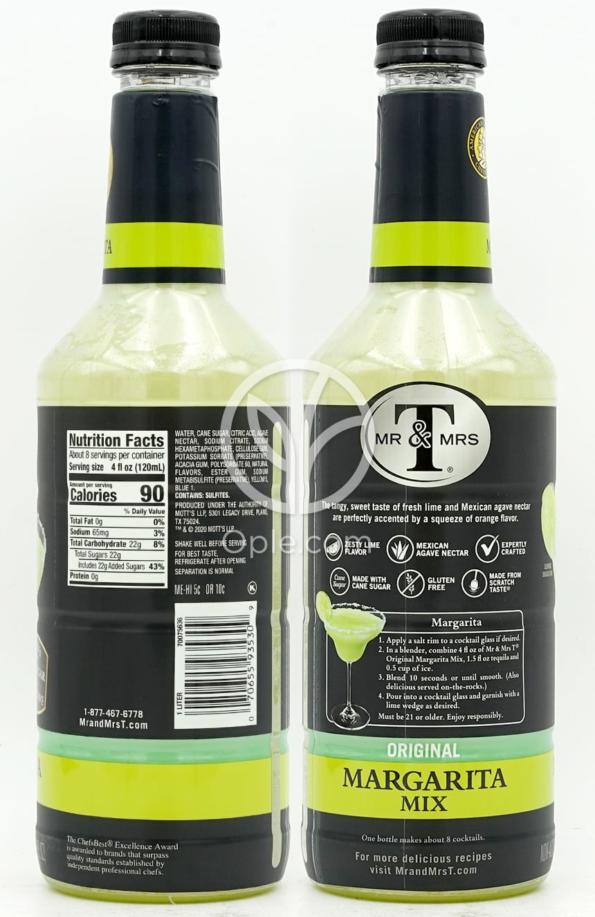 Non-Alcoholic Original Margarita Mix,  33.8 fl oz — 후면