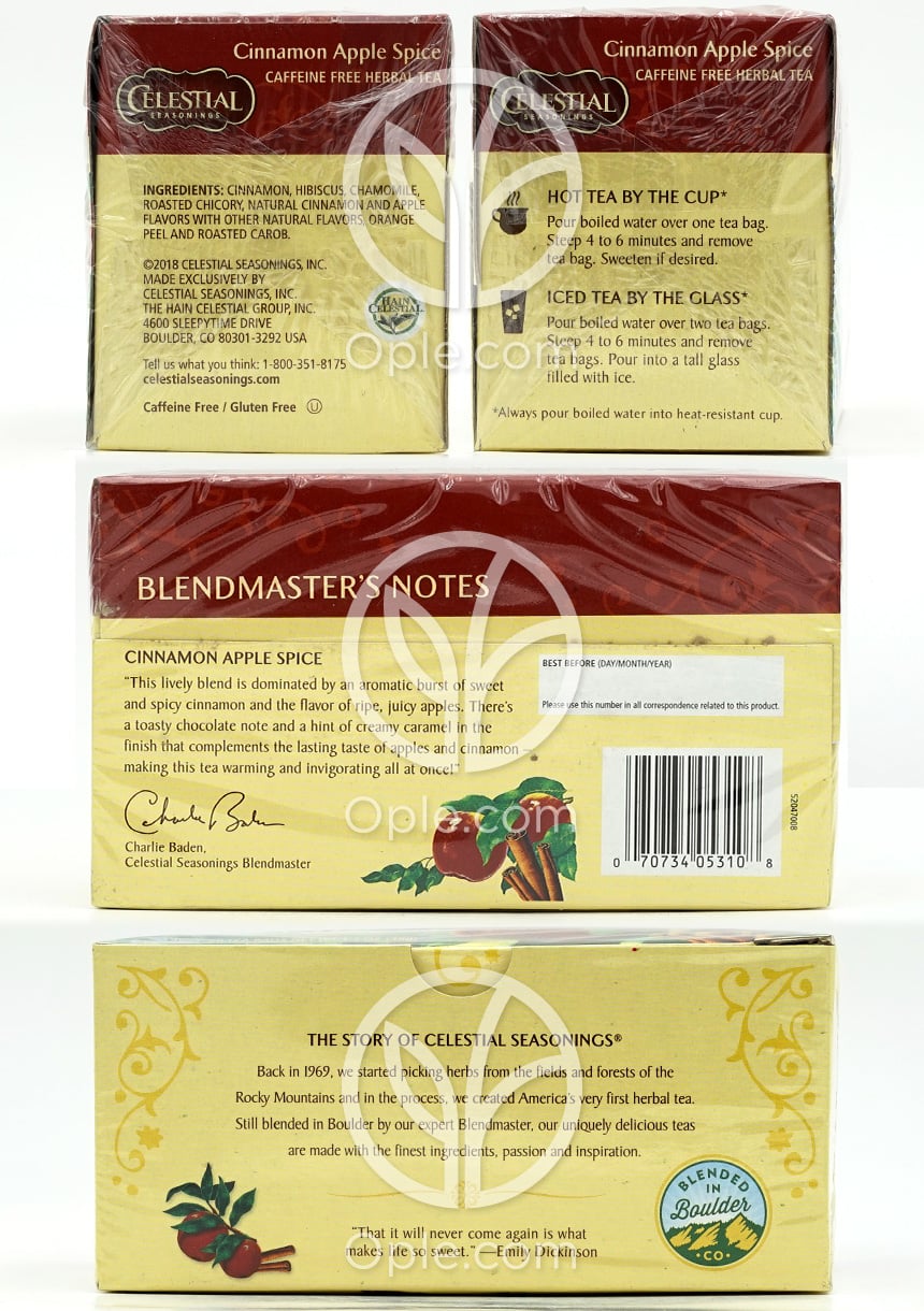 Celestial Seasonings_ハーブティー シナモンアップルスパイス カフェインフリー、20ティーバッグ — 후면