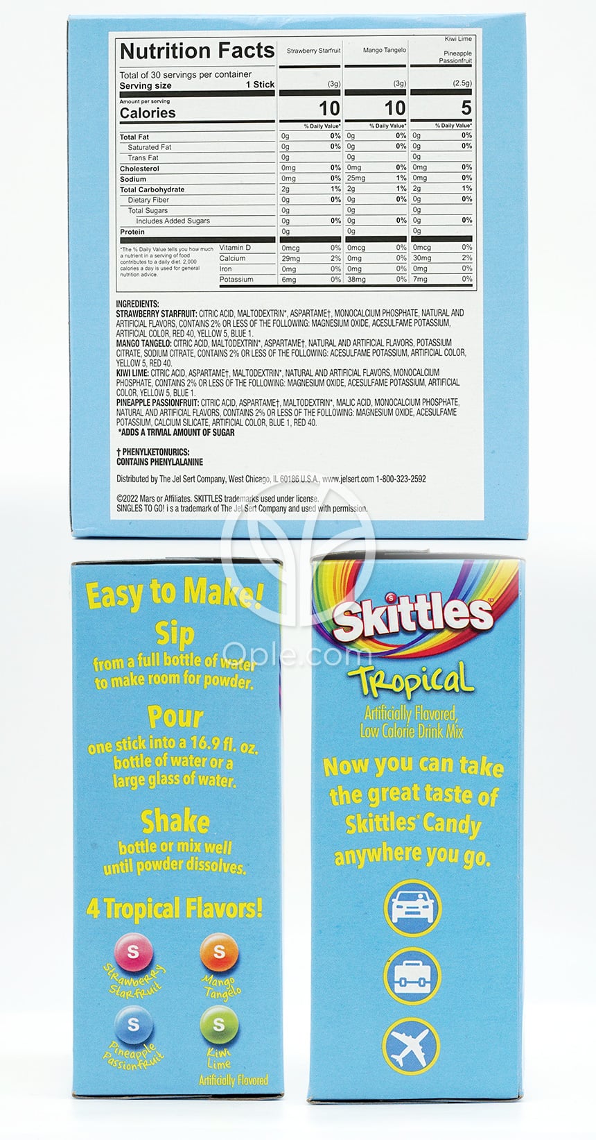 Singles to Go Drink Mix Variety Pack Tropical Zero Sugar,  30 Sticks — 후면