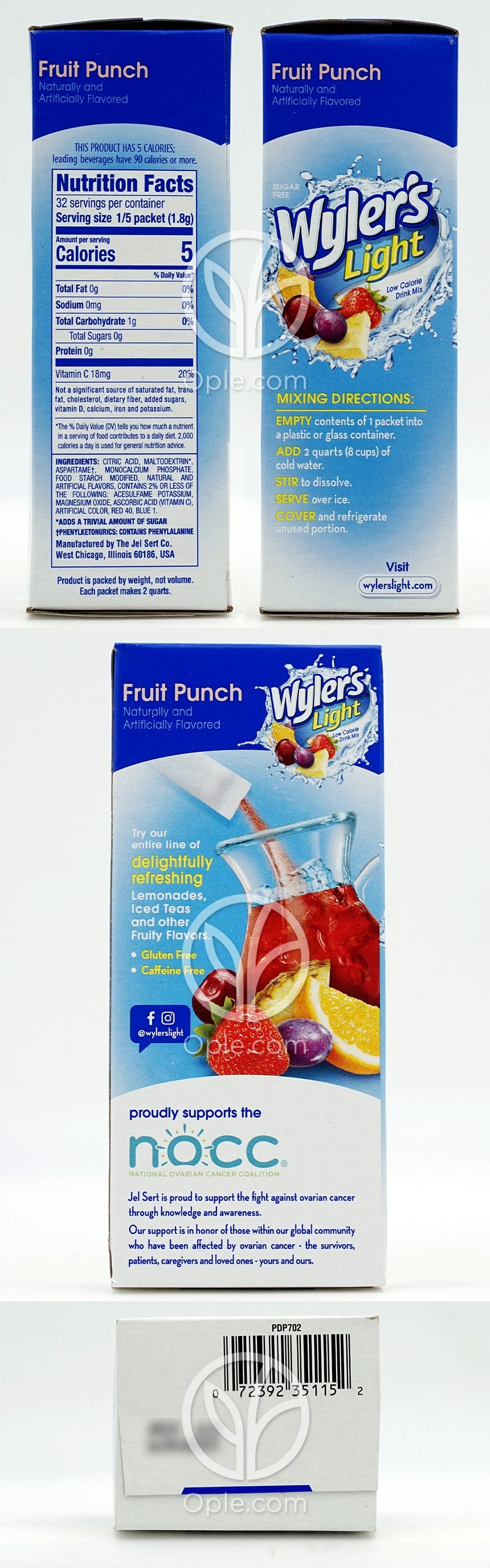 Singles to Go Drink Mix Fruit Punch Sugar Free (Single Unit),  6 Packets — 후면