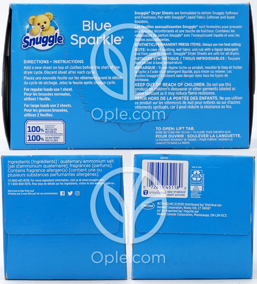 Dryer Sheets, Blue Sparkle  200 Sheets — 후면